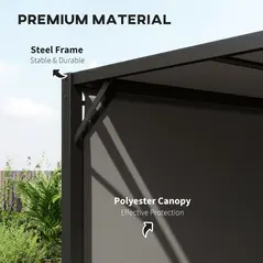 Outsunny 3 X 3 Meters Pergola with Sliding Roof, Garden Gazebo with Adjustable Sun Shade Canopy and Steel Frame, Charcoal Grey - 4
