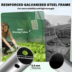 Outsunny 3 x 4 m Walk-in Polytunnel Greenhouse with Hinged Door and 8 Roll Up Mesh Windows, Garden Tunnel Warm House Tent, Green - 7