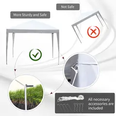 Outsunny 3 x 3M Garden Pop Up Gazebo Height Adjustable Marquee Party Tent Wedding Canopy with Carrying Bag, White - 6