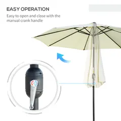 Outsunny 3(m) Tilting Parasol Garden Umbrellas, Outdoor Sun Shade with 8 Ribs, Tilt and Crank Handle for Balcony, Bench, Garden, Beige - 5