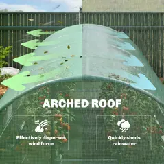 Outsunny 3 x 4 m Walk-in Polytunnel Greenhouse with Hinged Door and 8 Roll Up Mesh Windows, Garden Tunnel Warm House Tent, Green - 9