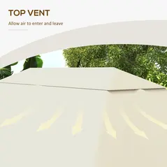 Outsunny 3 x 4m Gazebo Canopy Replacement Cover, Gazebo Roof Replacement (TOP COVER ONLY), Cream White - 5