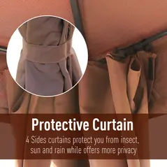 Outsunny 3 x 4m Garden Gazebo, Double Roof Marquee Canopy Shelter with Sidewalls, Solid Steel Frame for Garden, Lawn, Backyard and Deck - 4