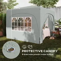 Outsunny 3 x 3m Pop-Up Gazebo Shelter, with Accessories - Light Grey - 6