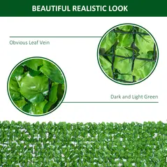 Outsunny 3 x 1m Artificial Leaf Wall - Green - 6