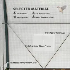 Outsunny 3 x 2(m) Walk-In Tunnel Greenhouse, with Accessories - White - 6