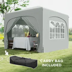 Outsunny 3 x 3m Pop-Up Gazebo Shelter, with Accessories - Light Grey - 7