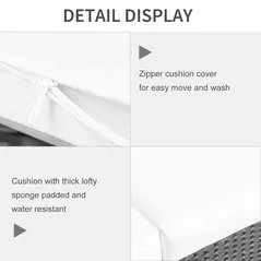 Outsunny 3 Seater Rattan Sofa All-Weather Wicker Weave Metal Frame Chair with Fire Resistant Cushion, Black - 5