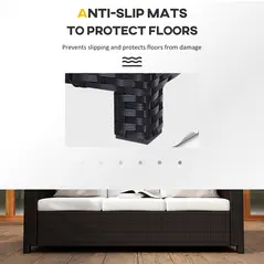 Outsunny 3 Seater Rattan Sofa, All-Weather Wicker Weave Metal Frame Chair with Fire Resistant Cushion, Brown - 8