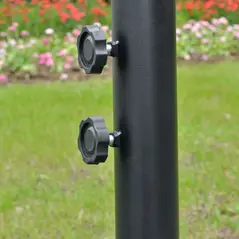 Outsunny 3(m) Cantilever Banana Parasol Hanging Umbrella with LED Solar lights, Crank, 8 Sturdy Ribs and Cross Base for Outdoor, Garden, Patio, Black - 9