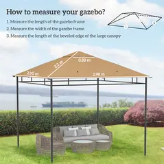 Outsunny 3 x 3 m Gazebo Canopy Replacement Cover, Garden Gazebo Roof Replacement with Drain Holes, TOP COVER ONLY, Beige - 3