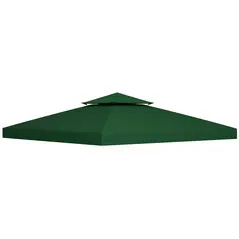 Outsunny 3(m) Gazebo Top Cover Double Tier Canopy Replacement Pavilion Roof Dark Green - 1