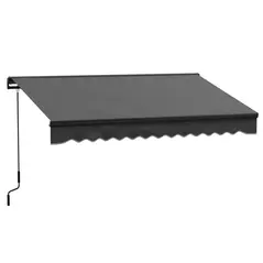 Outsunny 3 x 2m Aluminium Frame Electric Awning, with Remote - Dark Grey - 1