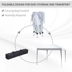 Outsunny 3 x 3M Garden Pop Up Gazebo Height Adjustable Marquee Party Tent Wedding Canopy with Carrying Bag, White - 5