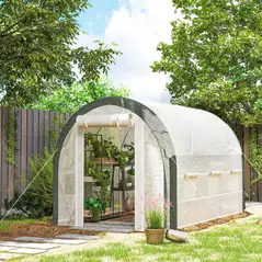 Outsunny 3 x 2(m) Walk-In Tunnel Greenhouse, with Accessories - White - 9