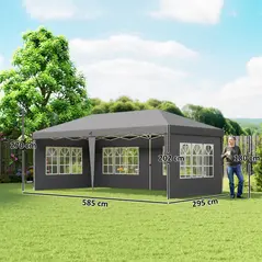 Outsunny 3 x 6m Pop-Up Gazebo, with Removable Walls - Grey - 3