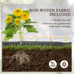 Outsunny 3 Tier Garden Planters with Trellis for Vine Climbing, Wooden Raised Beds, 95x95x110cm, Natural Tone - 6