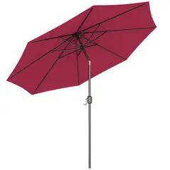 Outsunny 3(m) Tilting Parasol Garden Umbrellas, Outdoor Sun Shade with 8 Ribs, Tilt and Crank Handle for Balcony, Bench, Garden, Wine Red - 1