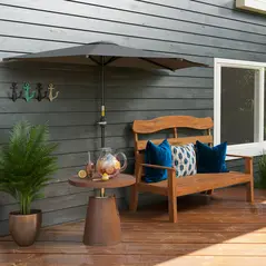 Outsunny 3(m) Half Parasol, Semi Round Umbrella with Metal Frame, Crank Handle for Balcony, Garden, Dark Grey - 9