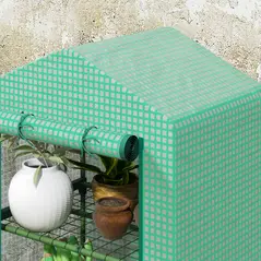Outsunny 3 Tier Mini Greenhouse Portable Garden Grow House with Roll Up Door and Wire Shelves, 69 x 49 x 125 cm, Green - 9