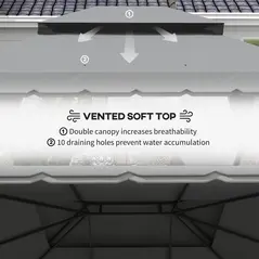 Outsunny 3 x 4m Aluminium Garden Gazebo, Marquee Canopy Shelter Pavilion Party Tent with Nets and Curtains for Garden and Deck, Light Grey - 5