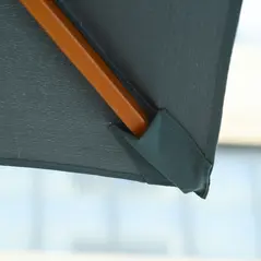 Outsunny 3 x 3 metre Patio Parasol Garden Umbrellas Sunshade Outdoor Wooden Parasol Canopy Double Tier, Dark Grey, BASE NOT INCLUDED - 9