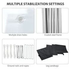 Outsunny 3 x 3 (M) Pop Up Gazebo, UPF 30+ with 2 Sidewalls, Leg Weight Bags and Wheeled Bag, Height Adjustable Party Tent Event Shelter for Garden, Patio, White - 7