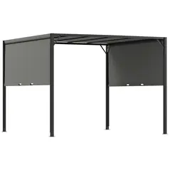 Outsunny 3 X 3 Meters Pergola with Sliding Roof, Garden Gazebo with Adjustable Sun Shade Canopy and Steel Frame, Charcoal Grey - 1