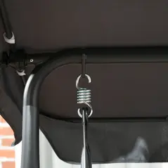 Outsunny 3 Seater Swing Chair, Garden Swing Seat Bench with Adjustable Canopy, Rattan Seat and Steel Frame for Patio, Yard, Dark Grey - 9