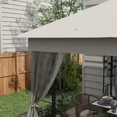 Outsunny 3 x 3m Steel Frame Double Roof Garden Gazebo - Light Grey - 8