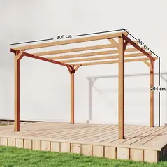 Outsunny 3 x 3 m Wooden Pergola Kit, Garden Pergola Gazebo Grape Trellis with Triangle Supports, 5 Beams, Maple Wood-effect - 3