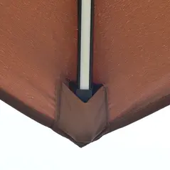 Outsunny 3(m) Cantilever Banana Parasol Hanging Umbrella with Double Roof, LED Solar lights, Crank, 8 Sturdy Ribs and Cross Base for Outdoor, Garden, Patio, Coffee - 9