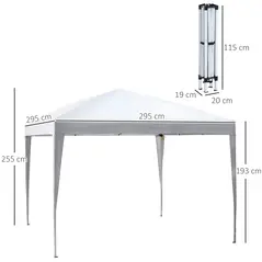 Outsunny 3 x 3M Garden Pop Up Gazebo Height Adjustable Marquee Party Tent Wedding Canopy with Carrying Bag, White - 3
