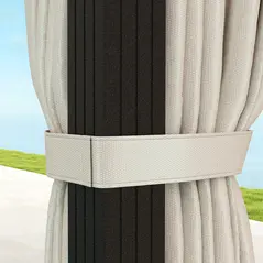 Outsunny 3 x 4m Hardtop Gazebo Canopy with UPF30+ Double Polycarbonate Roof, Aluminium Frame Garden Gazebo Permanent Pavilion with Mosquito Netting and Curtains for Patio, Deck, Beige - 9