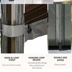 Outsunny 3 x 4m Hardtop Gazebo Canopy with Metal Roof, Aluminium Gazebo Permanent Pavilion with Netting and Curtains, Dark Grey - 7