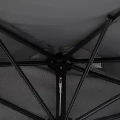 Outsunny 3(m) Half Parasol Semi Round Umbrella Patio Metal Frame Crank Handle for Balcony-- NO BASE INCLUDED, Grey - 8
