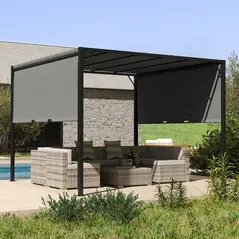 Outsunny 3 X 3 Meters Pergola with Sliding Roof, Garden Gazebo with Adjustable Sun Shade Canopy and Steel Frame, Charcoal Grey - 6