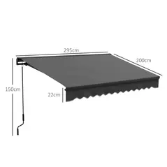 Outsunny 3 x 2m Aluminium Frame Electric Awning, with Remote - Dark Grey - 3