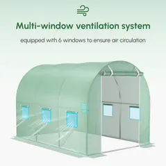Outsunny 3 x 2 x 2m Greenhouse Replacement Cover ONLY Winter Garden Plant PE Cover for Tunnel Walk-in Greenhouse with Roll-up Windows Door Outdoor, Green - 6