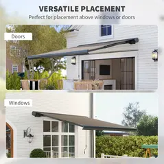 Outsunny 3 x 2.5 m Electric Awning with Remote Controller, Aluminium Frame DIY Retractable Awning, UV50+ Sun Shade Canopy for Garden Patio Deck Door Window, Light Grey - 6