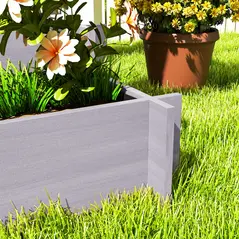 Outsunny 3 Tier Garden Planters with Trellis for Vine Climbing, Wooden Raised Beds, 95x95x110cm, Grey - 8