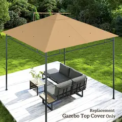 Outsunny 3 x 3 m Gazebo Canopy Replacement Cover, Garden Gazebo Roof Replacement with Drain Holes, TOP COVER ONLY, Beige - 9