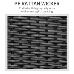 Outsunny 3 Seater Rattan Sofa All-Weather Wicker Weave Metal Frame Chair with Fire Resistant Cushion, Black - 6