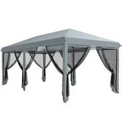 Outsunny 3 x 6m Pop Up Gazebo, Outdoor Canopy Shelter, Marquee Party Wedding Tent with 6 Mesh Walls and Carry Bag, Grey - 1