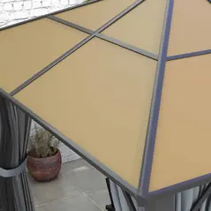 Outsunny 3 x 3.6m Garden Aluminium Gazebo Hardtop Roof Canopy Marquee Party Tent Patio with Mesh Curtains & Side Walls - Grey - 9