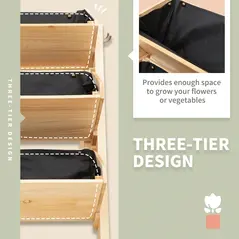 Outsunny 3 Tier Raised Beds for Garden, Wooden Planter Boxes with Clapboard and Hooks, 142L, 120 x 68 x 80cm - 6