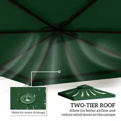 Outsunny 3(m) Gazebo Top Cover Double Tier Canopy Replacement Pavilion Roof Dark Green - 4
