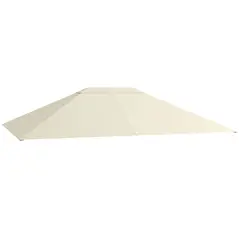 Outsunny 3 x 4m Gazebo Canopy Replacement Cover, Gazebo Roof Replacement (TOP COVER ONLY), Cream White - 1