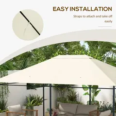 Outsunny 3 x 4m Gazebo Canopy Replacement Cover, Gazebo Roof Replacement (TOP COVER ONLY), Cream White - 6