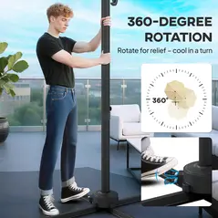 Outsunny 3(m) Adjustable Cantilever Parasol with Base, Solar LED Lights, Khaki - 8